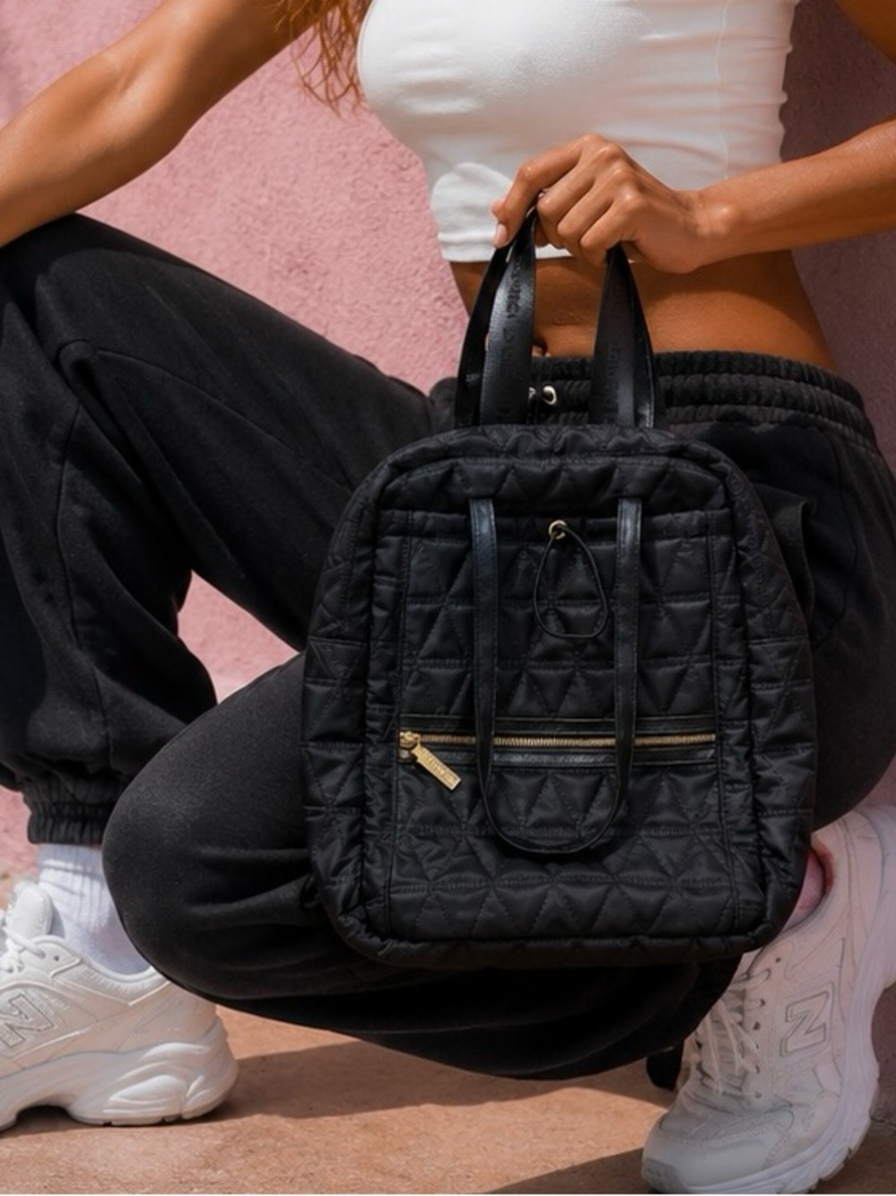 Steve Madden black quilted backpack